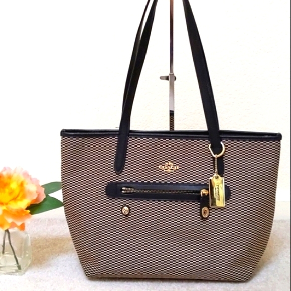 Coach Handbags - 💥 COACH Legacy Navy & Tan Jacquard Shoulder Tote Bag Pre-owned **